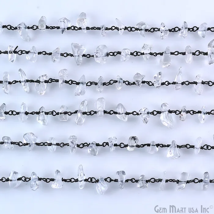 Necklaces Crystal Nugget Chip Beads Silver Wire Wrapped Rosary Chain GemMartUSA