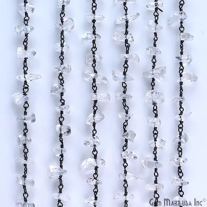 Necklaces Crystal Nugget Chip Beads Silver Wire Wrapped Rosary Chain GemMartUSA
