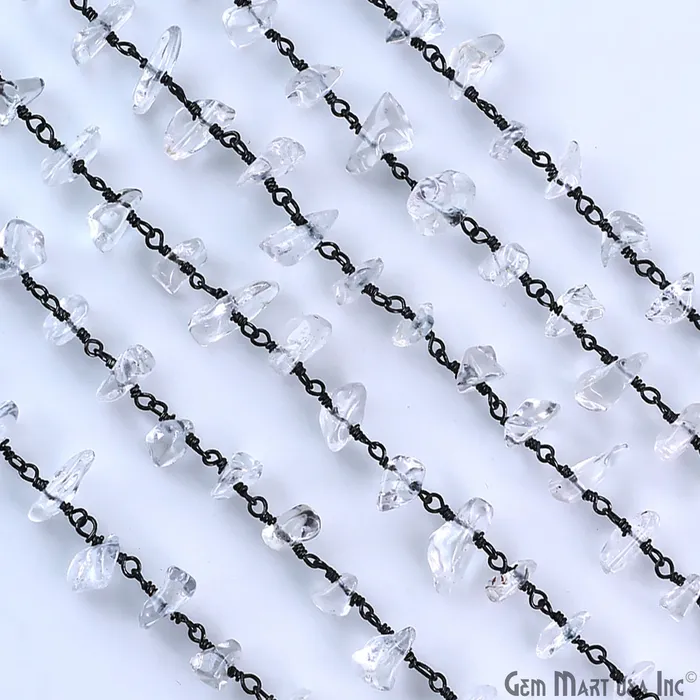 Necklaces Crystal Nugget Chip Beads Silver Wire Wrapped Rosary Chain GemMartUSA