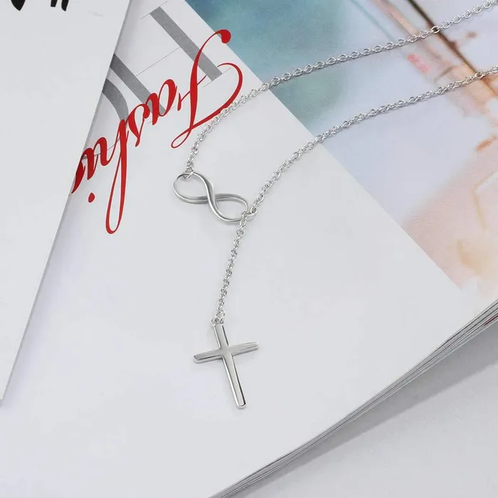 Necklaces customjewelryan 925 Sterling Silver Infinity Love Necklaces for Women with Cross Pendant Linked Chain Necklaces Classic Wedding Jewelry