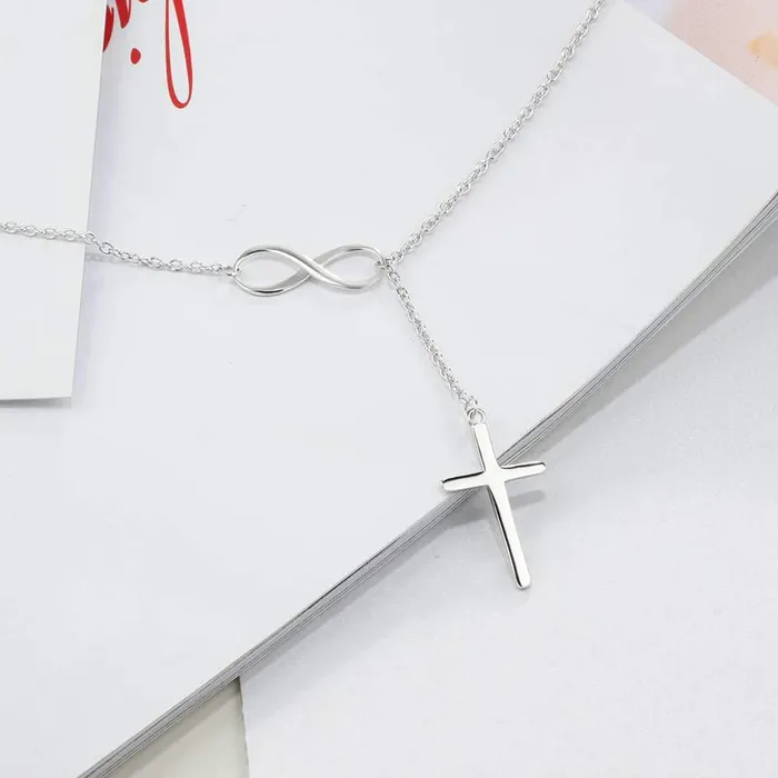 Necklaces customjewelryan 925 Sterling Silver Infinity Love Necklaces for Women with Cross Pendant Linked Chain Necklaces Classic Wedding Jewelry