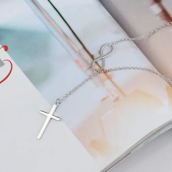 Necklaces customjewelryan 925 Sterling Silver Infinity Love Necklaces for Women with Cross Pendant Linked Chain Necklaces Classic Wedding Jewelry