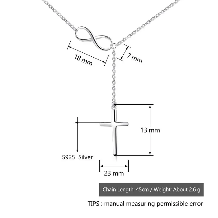 Necklaces customjewelryan 925 Sterling Silver Infinity Love Necklaces for Women with Cross Pendant Linked Chain Necklaces Classic Wedding Jewelry