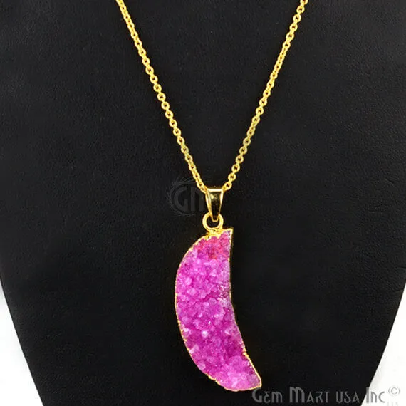 Necklaces GemMartUSA One Of A Kind Pink Rough Druzy 43x14mm Gold Electroplated 18 Inch Chain With Pendant Necklaces GemMartUSA One Of A Kind Pink Rough Druzy 43x14mm Gold Electroplated 18 Inch Chain With Pendant