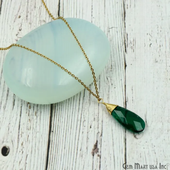 Necklaces GemmartUSA Pear Shape 31x12mm Gold Wire Wrapped Gemstone Single Bail Connector Pendant Necklaces GemmartUSA Pear Shape 31x12mm Gold Wire Wrapped Gemstone Single Bail Connector Pendant