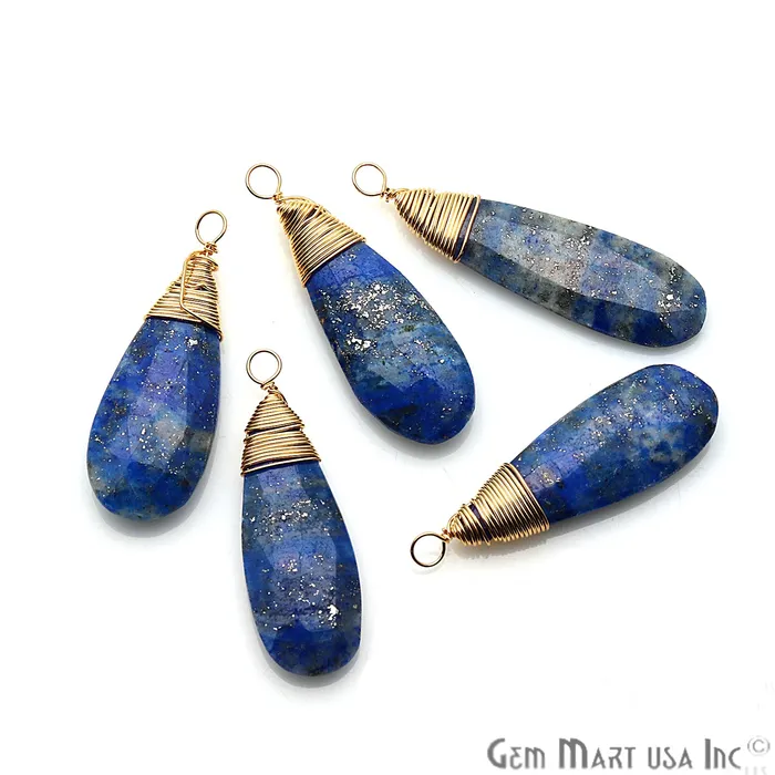 Necklaces GemmartUSA Pear Shape 31x12mm Gold Wire Wrapped Gemstone Single Bail Connector Pendant Necklaces GemmartUSA Pear Shape 31x12mm Gold Wire Wrapped Gemstone Single Bail Connector Pendant