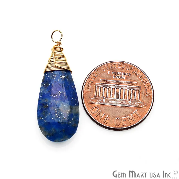 Necklaces GemmartUSA Pear Shape 31x12mm Gold Wire Wrapped Gemstone Single Bail Connector Pendant Necklaces GemmartUSA Pear Shape 31x12mm Gold Wire Wrapped Gemstone Single Bail Connector Pendant