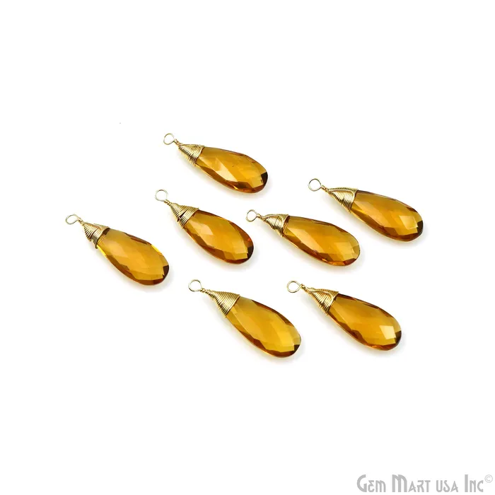 Necklaces GemmartUSA Pear Shape 31x12mm Gold Wire Wrapped Gemstone Single Bail Connector Pendant Necklaces GemmartUSA Pear Shape 31x12mm Gold Wire Wrapped Gemstone Single Bail Connector Pendant