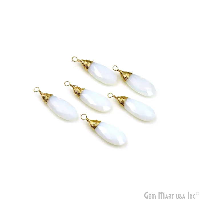 Necklaces GemmartUSA Pear Shape 31x12mm Gold Wire Wrapped Gemstone Single Bail Connector Pendant Necklaces GemmartUSA Pear Shape 31x12mm Gold Wire Wrapped Gemstone Single Bail Connector Pendant