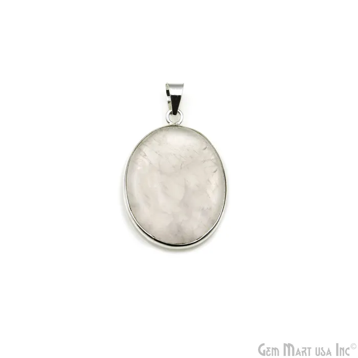 Necklaces GemMartUSA Rose Quartz Gemstone Oval 37x26mm Sterling Silver Necklace Pendant 1PC Necklaces GemMartUSA Rose Quartz Gemstone Oval 37x26mm Sterling Silver Necklace Pendant 1PC