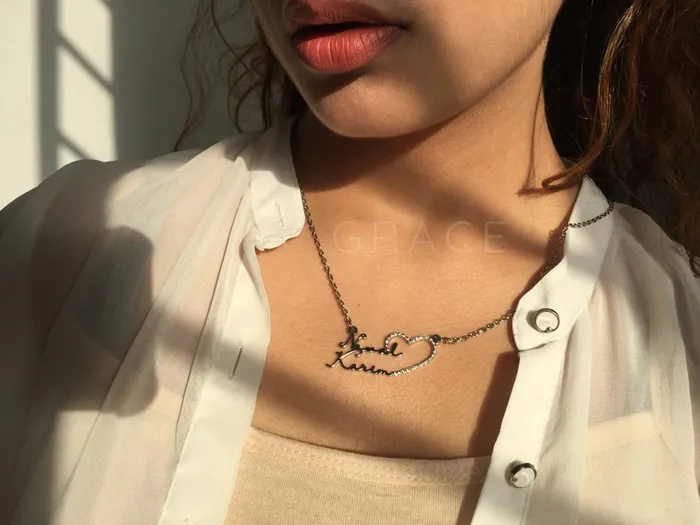 Necklaces Grace Double Name Necklace With Heart