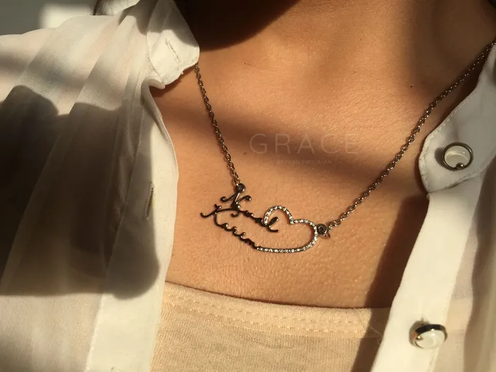 Necklaces Grace Double Name Necklace With Heart