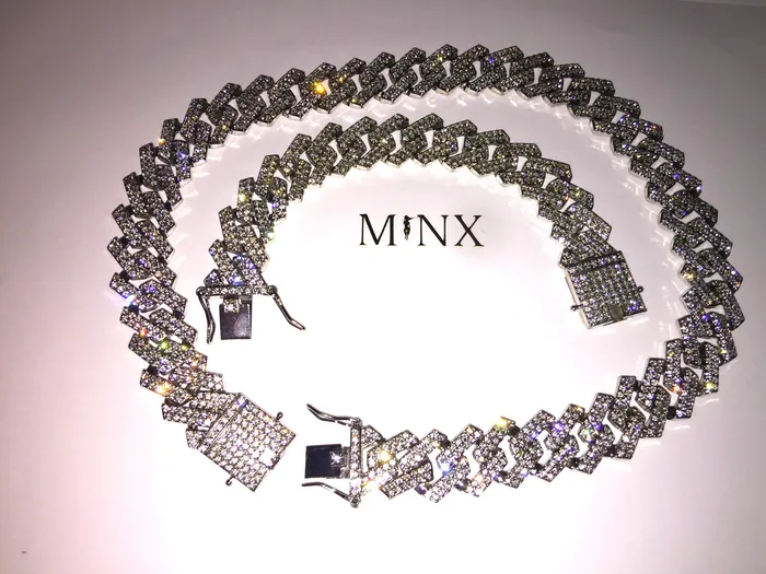 Necklaces Minx London Cuban Link Chain Necklace with Diamonds Diamond Necklace Necklaces Minx London Cuban Link Chain Necklace with Diamonds Diamond Necklace