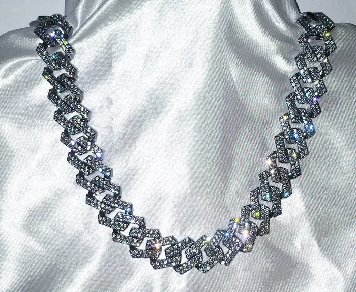 Necklaces Minx London Cuban Link Chain Necklace with Diamonds Diamond Necklace
