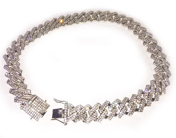 Necklaces Minx London Cuban Link Chain Necklace with Diamonds Diamond Necklace
