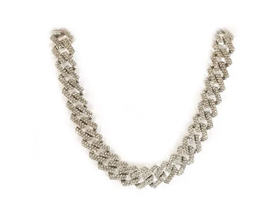 Necklaces Minx London Cuban Link Chain Necklace with Diamonds Diamond Necklace