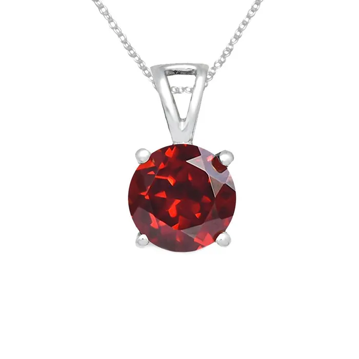 Necklaces YoTreasure 34 Natural Garnet 925 Solid Sterling Silver Pendant Necklace With Chain Necklaces YoTreasure 34 Natural Garnet 925 Solid Sterling Silver Pendant Necklace With Chain