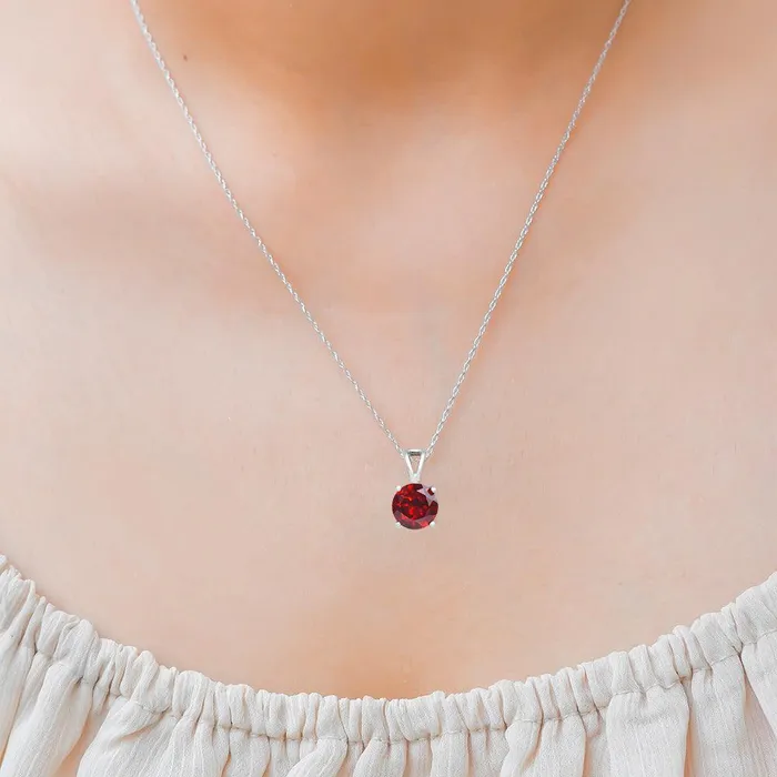Necklaces YoTreasure 34 Natural Garnet 925 Solid Sterling Silver Pendant Necklace With Chain
