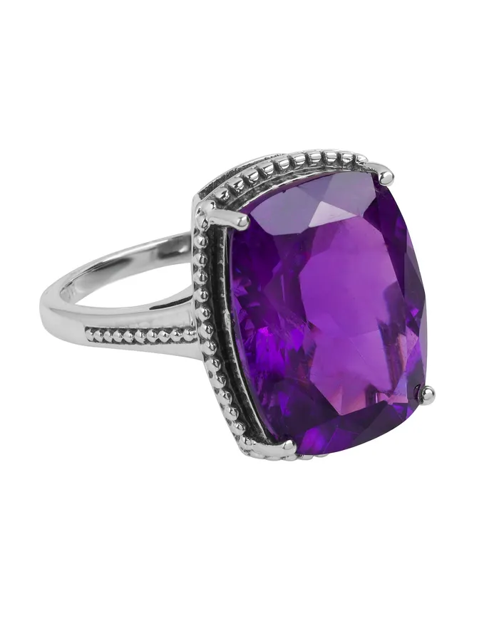 Necklaces YoTreasure Natural Purple Amethyst Solid 925 Sterling Silver Cushion Cut Rope Design Rings for Women