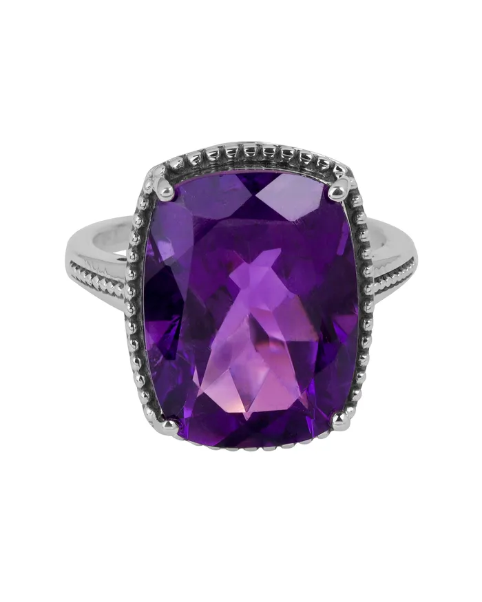 Necklaces YoTreasure Natural Purple Amethyst Solid 925 Sterling Silver Cushion Cut Rope Design Rings for Women