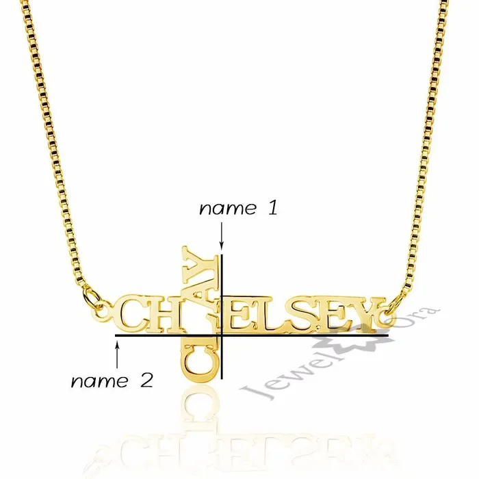 Personalized 925 Sterling Silver Necklace 2 Name Engraved Cross Pendant Jewelry Gift for Women Personalized Jewel Necklaces