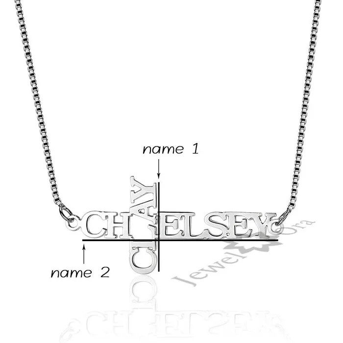 Personalized 925 Sterling Silver Necklace 2 Name Engraved Cross Pendant Jewelry Gift for Women Personalized Jewel Necklaces