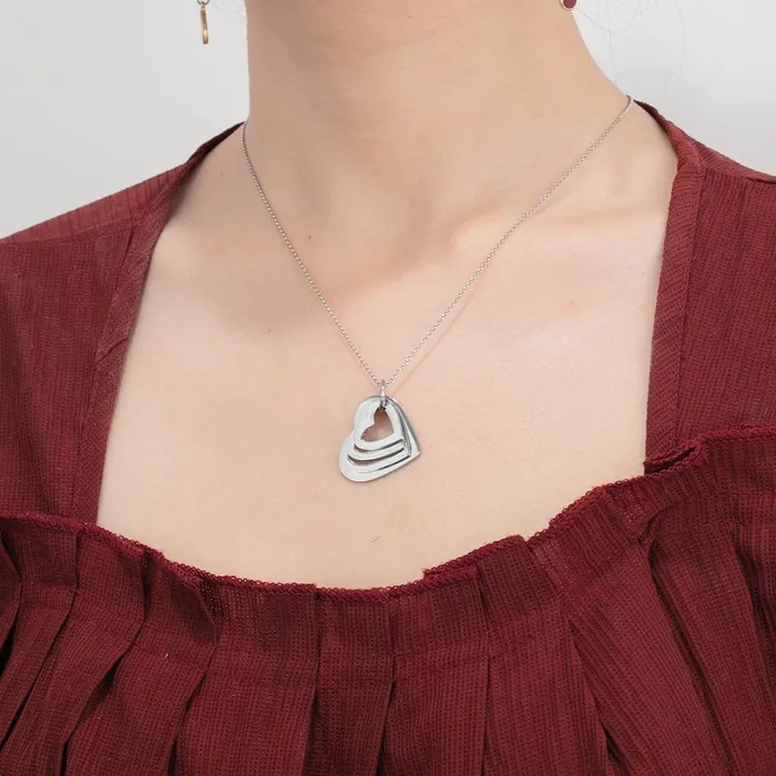 Personalized Jewel Necklaces Hollow Heart Sterling Silver Necklace 4 Custom Names