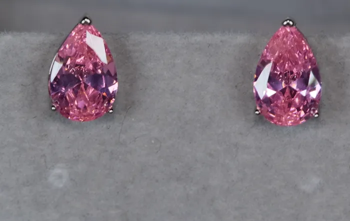 Pink Pear Cut Diamond Ear Studs Pink Diamond Earrings Lab Diamonds London Earrings