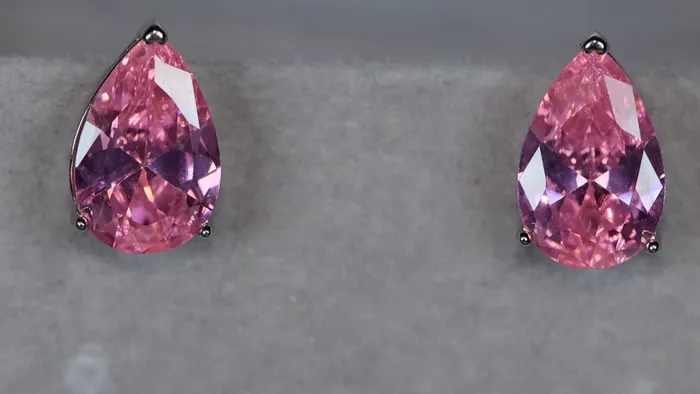 Pink Pear Cut Diamond Ear Studs Pink Diamond Earrings Lab Diamonds London Earrings