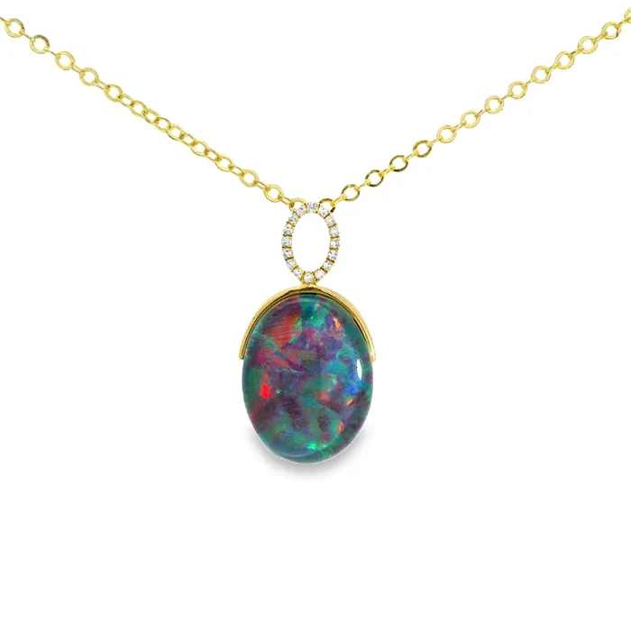 PreStyled Sets Australian Opal Triplet Pendant set in 14K Yellow Gold Australian Opal Cutters PreStyled Sets Australian Opal Triplet Pendant set in 14K Yellow Gold Australian Opal Cutters