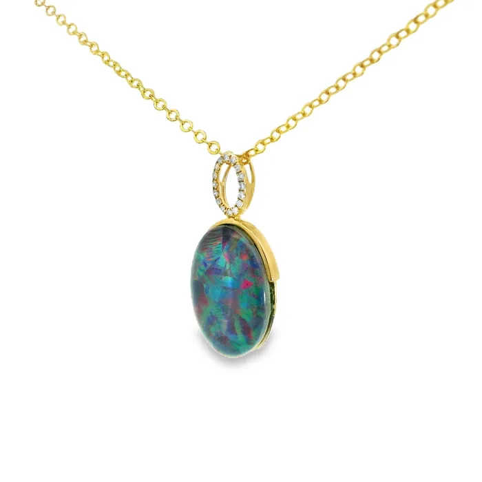 PreStyled Sets Australian Opal Triplet Pendant set in 14K Yellow Gold Australian Opal Cutters