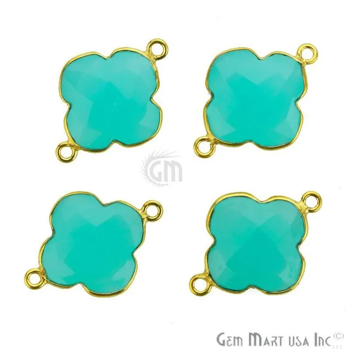 PreStyled Sets Clover 16x22mm Double Bail Gold Bezel Gemstone Connector GemMartUSA