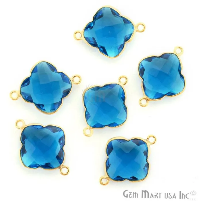 PreStyled Sets Clover 16x22mm Double Bail Gold Bezel Gemstone Connector GemMartUSA