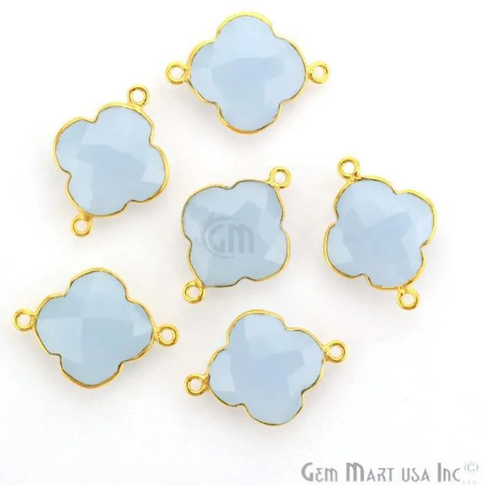 PreStyled Sets Clover 16x22mm Double Bail Gold Bezel Gemstone Connector GemMartUSA