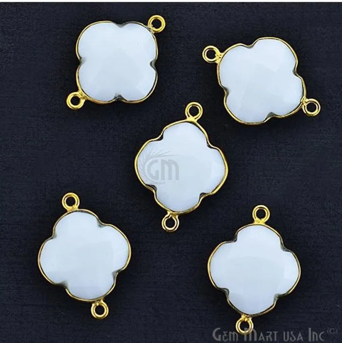 PreStyled Sets Clover 16x22mm Double Bail Gold Bezel Gemstone Connector GemMartUSA