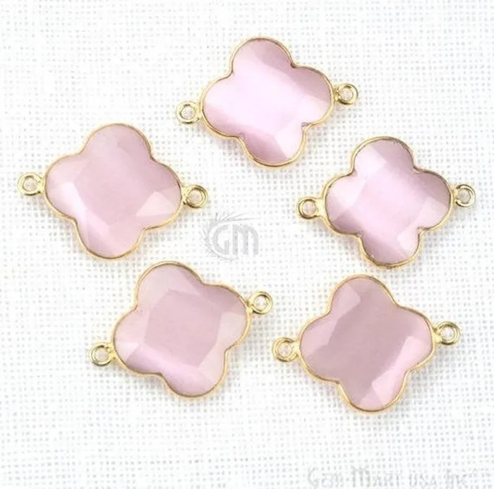 PreStyled Sets Clover 16x22mm Double Bail Gold Bezel Gemstone Connector GemMartUSA