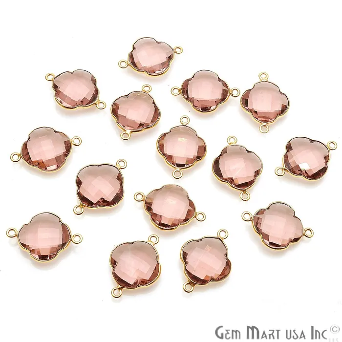PreStyled Sets Clover 16x22mm Double Bail Gold Bezel Gemstone Connector GemMartUSA