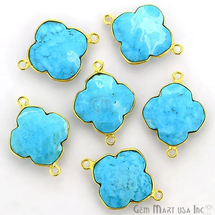 PreStyled Sets Clover 16x22mm Double Bail Gold Bezel Gemstone Connector GemMartUSA