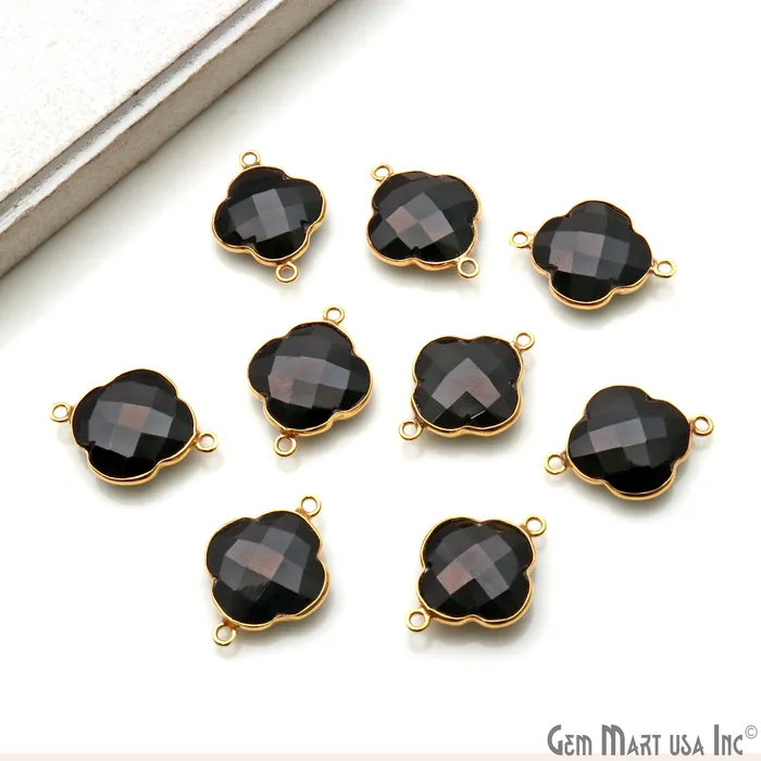 PreStyled Sets Clover 16x22mm Double Bail Gold Bezel Gemstone Connector GemMartUSA