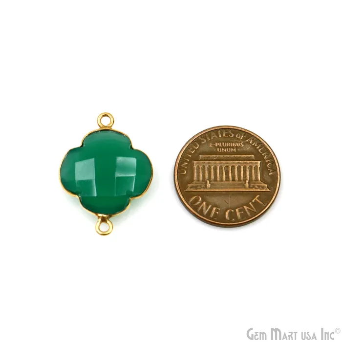 PreStyled Sets Clover 16x22mm Double Bail Gold Bezel Gemstone Connector GemMartUSA
