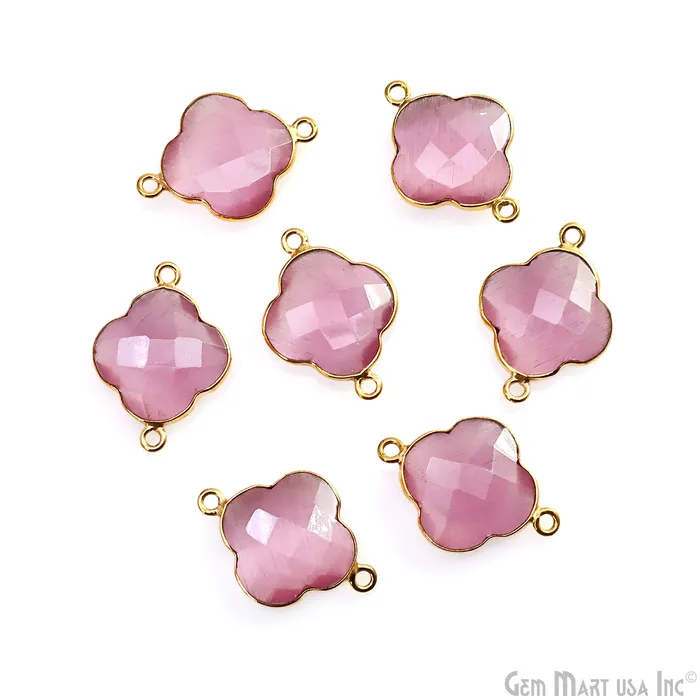 PreStyled Sets Clover 16x22mm Double Bail Gold Bezel Gemstone Connector GemMartUSA