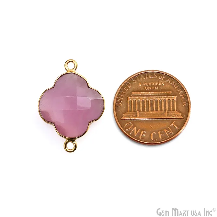 PreStyled Sets Clover 16x22mm Double Bail Gold Bezel Gemstone Connector GemMartUSA