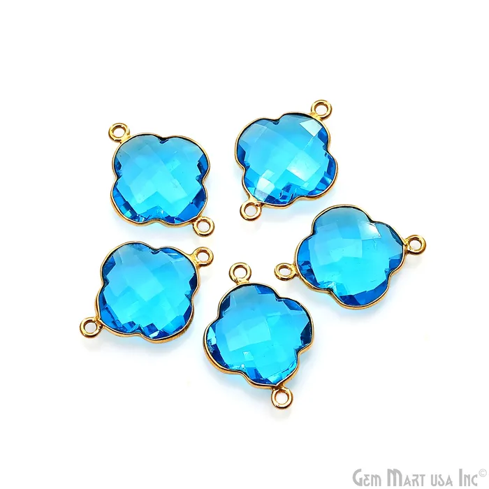 PreStyled Sets Clover 16x22mm Double Bail Gold Bezel Gemstone Connector GemMartUSA