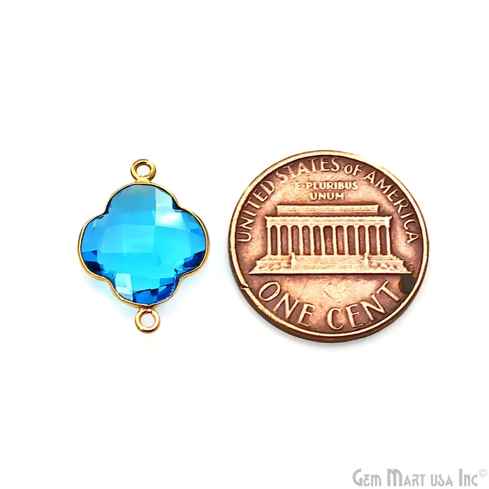 PreStyled Sets Clover 16x22mm Double Bail Gold Bezel Gemstone Connector GemMartUSA