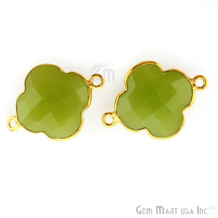 PreStyled Sets Clover 16x22mm Double Bail Gold Bezel Gemstone Connector GemMartUSA