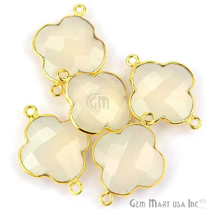 PreStyled Sets Clover 16x22mm Double Bail Gold Bezel Gemstone Connector GemMartUSA