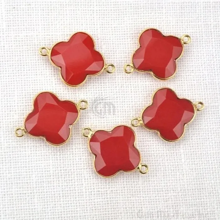 PreStyled Sets Clover 16x22mm Double Bail Gold Bezel Gemstone Connector GemMartUSA
