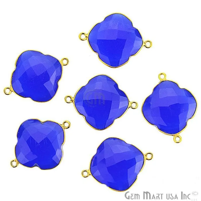 PreStyled Sets Clover 16x22mm Double Bail Gold Bezel Gemstone Connector GemMartUSA