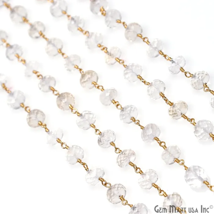 PreStyled Sets GemMartUSA Golden Rutilated Gold Plated Wire Wrapped Beads Rosary Chain
