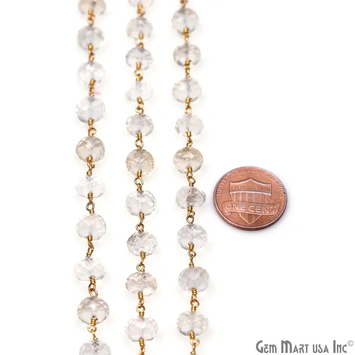 PreStyled Sets GemMartUSA Golden Rutilated Gold Plated Wire Wrapped Beads Rosary Chain
